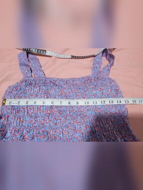 J.Crew Blue Floral Smocked Sundress with Pink Accents